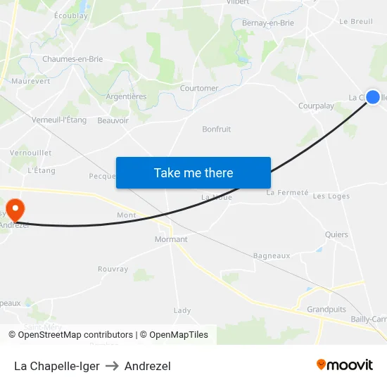 La Chapelle-Iger to Andrezel map