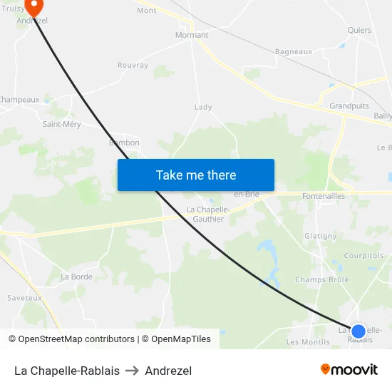 La Chapelle-Rablais to Andrezel map