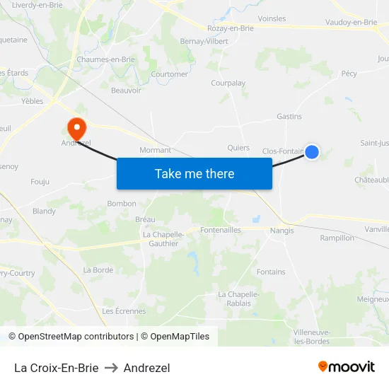 La Croix-En-Brie to Andrezel map
