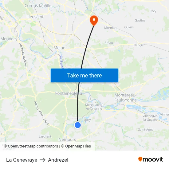 La Genevraye to Andrezel map