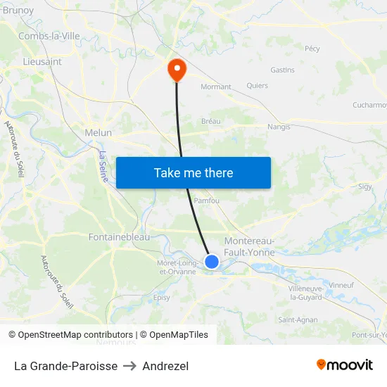 La Grande-Paroisse to Andrezel map