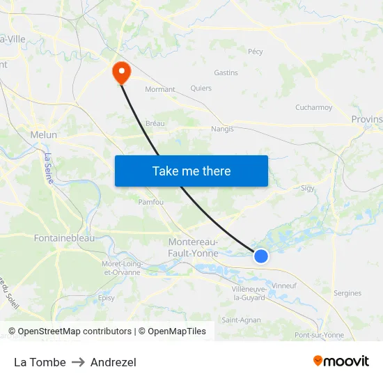 La Tombe to Andrezel map