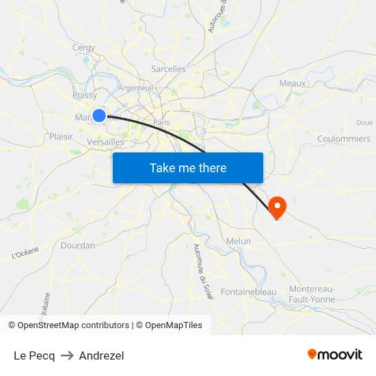 Le Pecq to Andrezel map