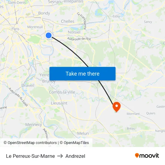 Le Perreux-Sur-Marne to Andrezel map