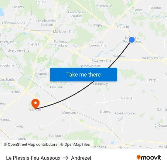 Le Plessis-Feu-Aussoux to Andrezel map