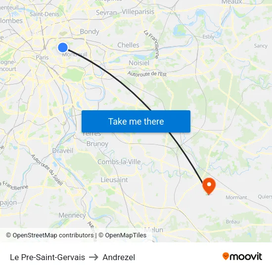 Le Pre-Saint-Gervais to Andrezel map