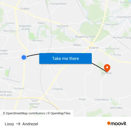 Lissy to Andrezel map