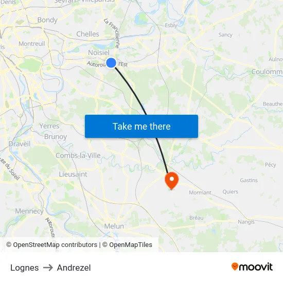 Lognes to Andrezel map