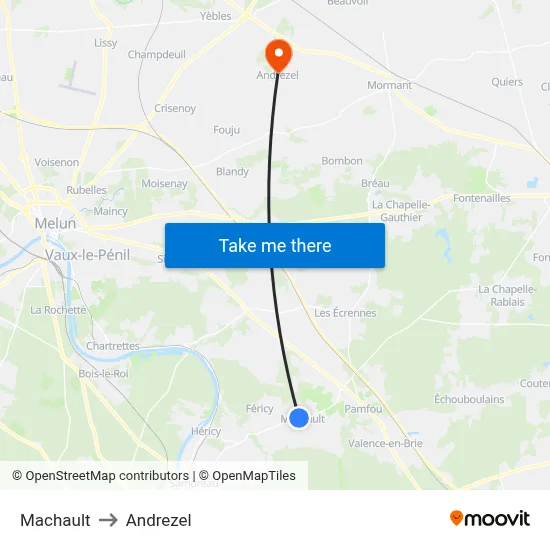 Machault to Andrezel map