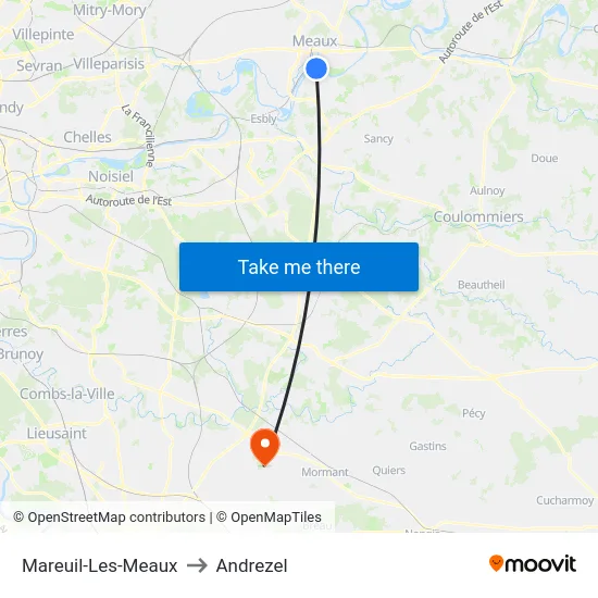 Mareuil-Les-Meaux to Andrezel map