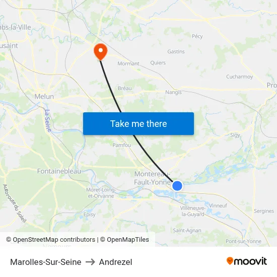 Marolles-Sur-Seine to Andrezel map