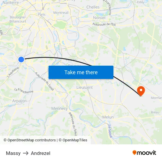 Massy to Andrezel map