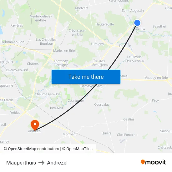 Mauperthuis to Andrezel map