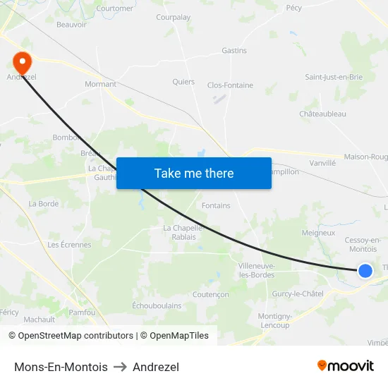 Mons-En-Montois to Andrezel map
