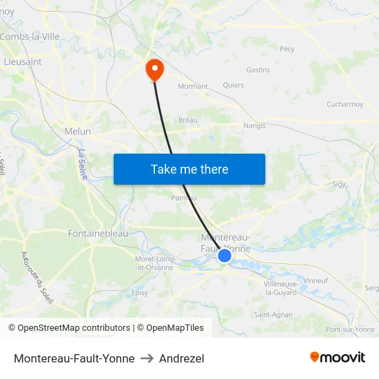 Montereau-Fault-Yonne to Andrezel map