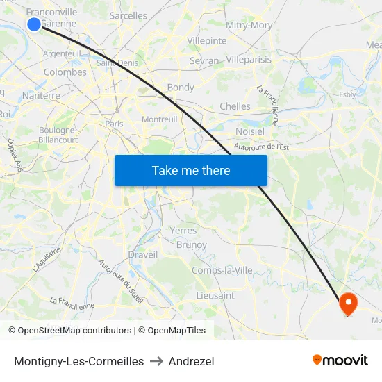 Montigny-Les-Cormeilles to Andrezel map