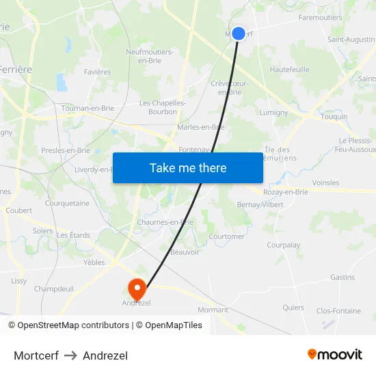 Mortcerf to Andrezel map