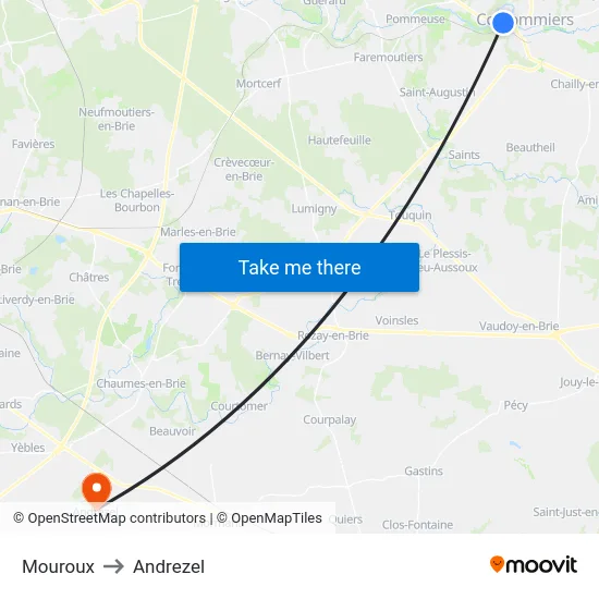 Mouroux to Andrezel map