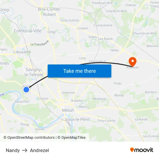 Nandy to Andrezel map
