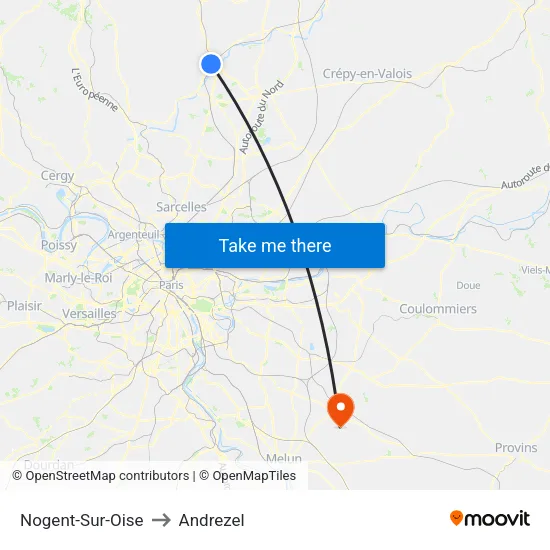 Nogent-Sur-Oise to Andrezel map