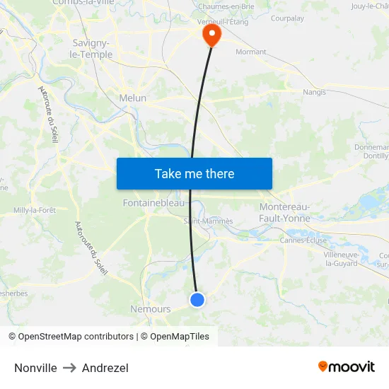 Nonville to Andrezel map