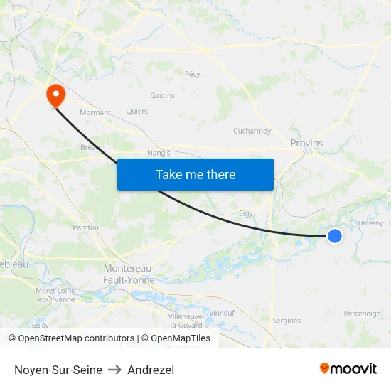 Noyen-Sur-Seine to Andrezel map