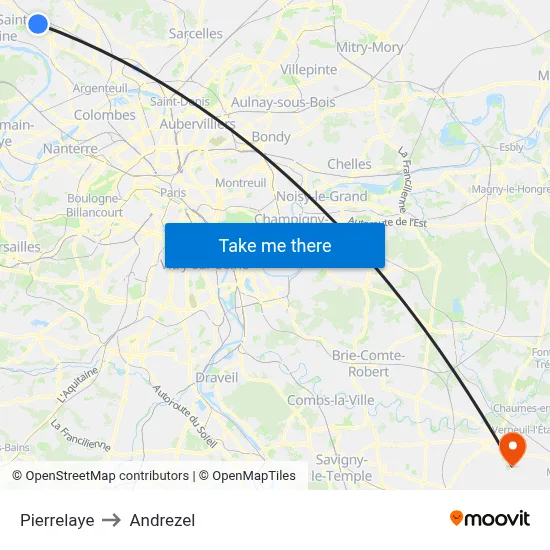 Pierrelaye to Andrezel map