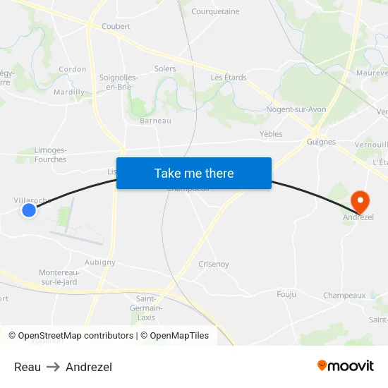 Reau to Andrezel map
