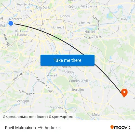 Rueil-Malmaison to Andrezel map