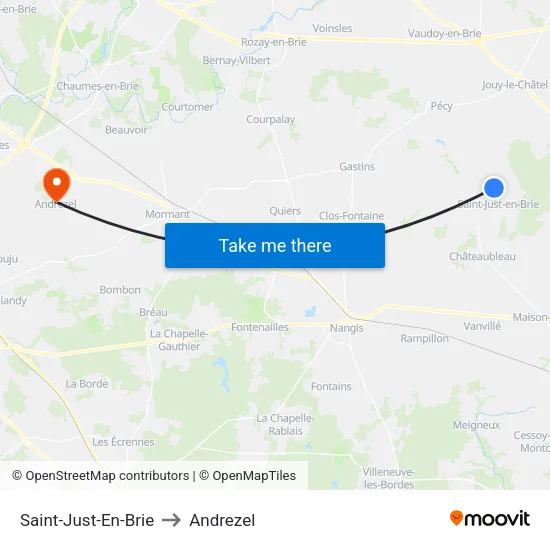 Saint-Just-En-Brie to Andrezel map