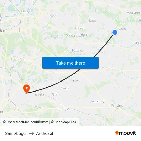Saint-Leger to Andrezel map