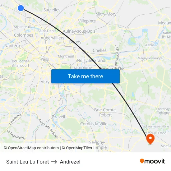Saint-Leu-La-Foret to Andrezel map