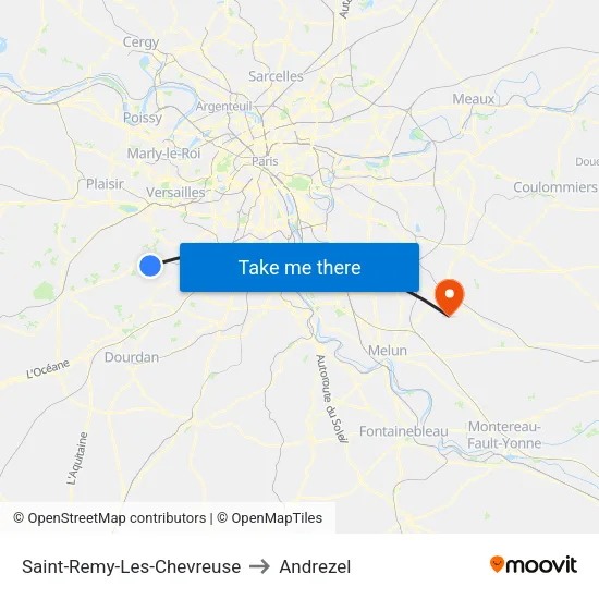 Saint-Remy-Les-Chevreuse to Andrezel map
