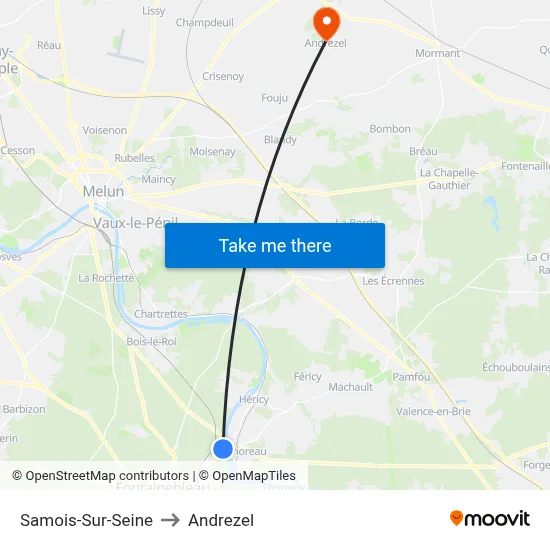 Samois-Sur-Seine to Andrezel map