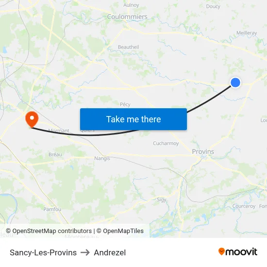 Sancy-Les-Provins to Andrezel map