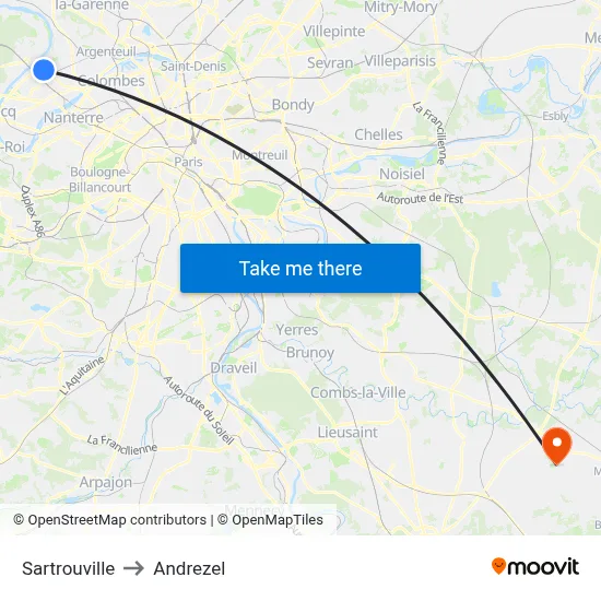 Sartrouville to Andrezel map