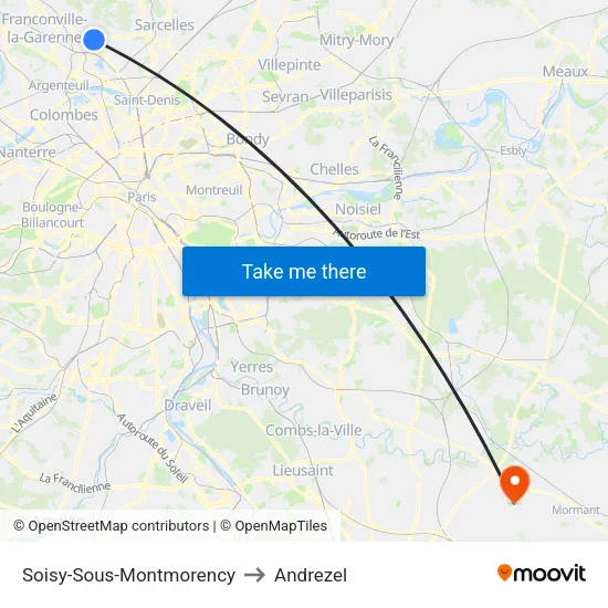 Soisy-Sous-Montmorency to Andrezel map