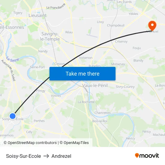 Soisy-Sur-Ecole to Andrezel map
