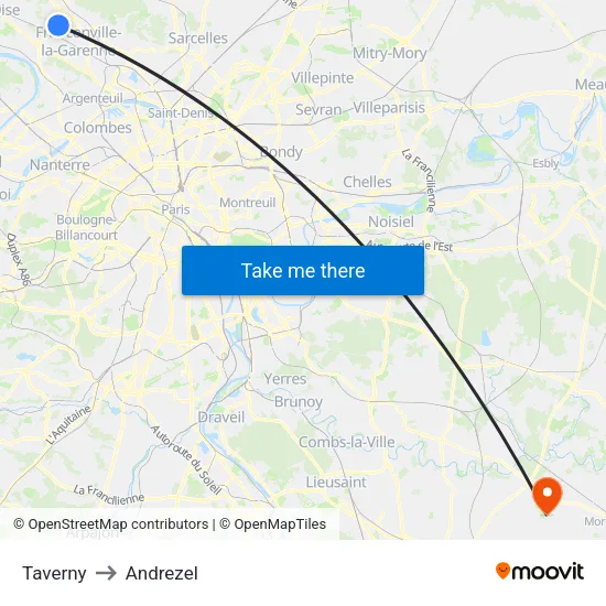 Taverny to Andrezel map