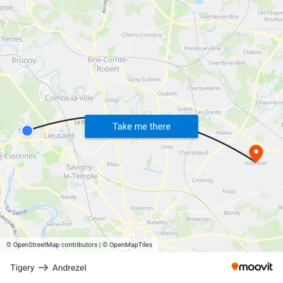 Tigery to Andrezel map