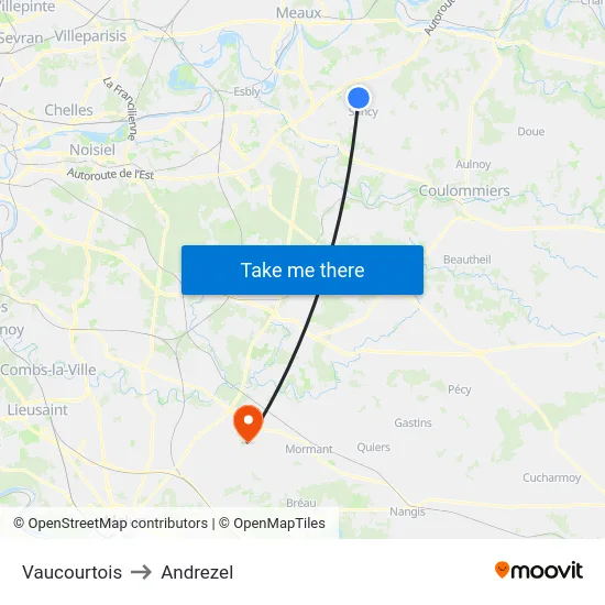 Vaucourtois to Andrezel map