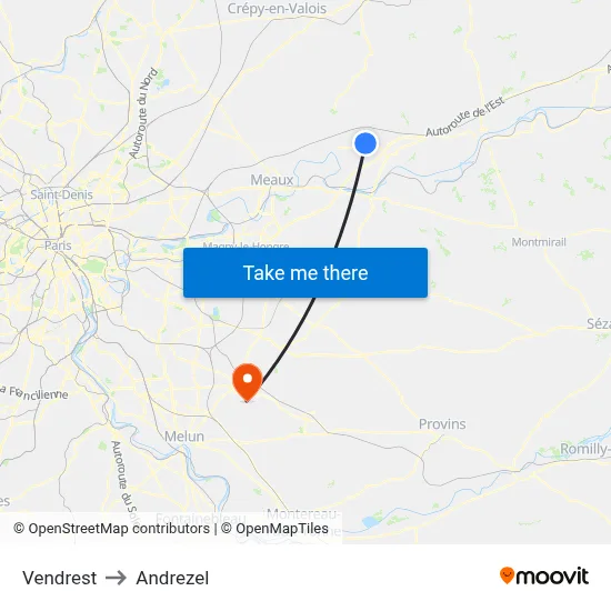 Vendrest to Andrezel map