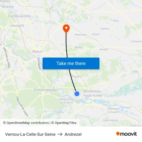 Vernou-La-Celle-Sur-Seine to Andrezel map