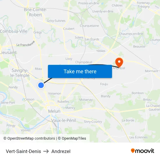 Vert-Saint-Denis to Andrezel map