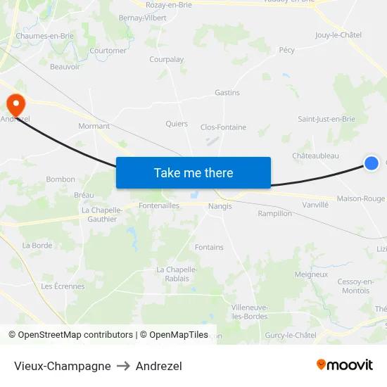 Vieux-Champagne to Andrezel map