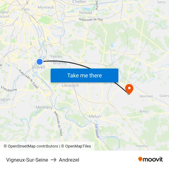 Vigneux-Sur-Seine to Andrezel map