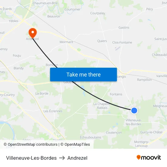 Villeneuve-Les-Bordes to Andrezel map