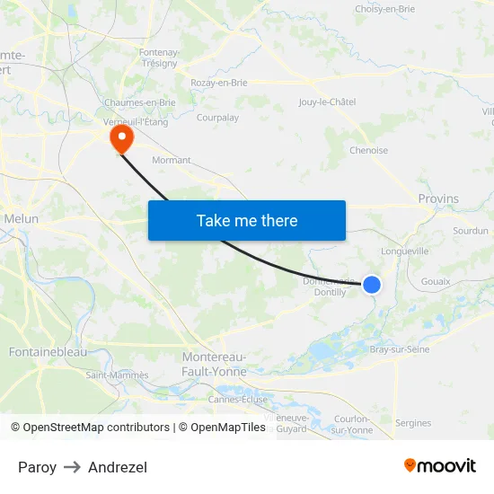 Paroy to Andrezel map