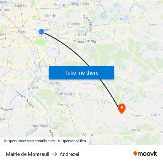 Mairie de Montreuil to Andrezel map