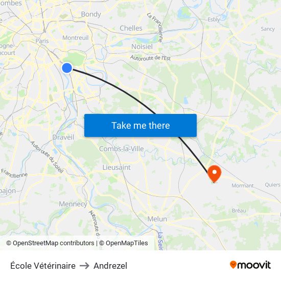 École Vétérinaire to Andrezel map